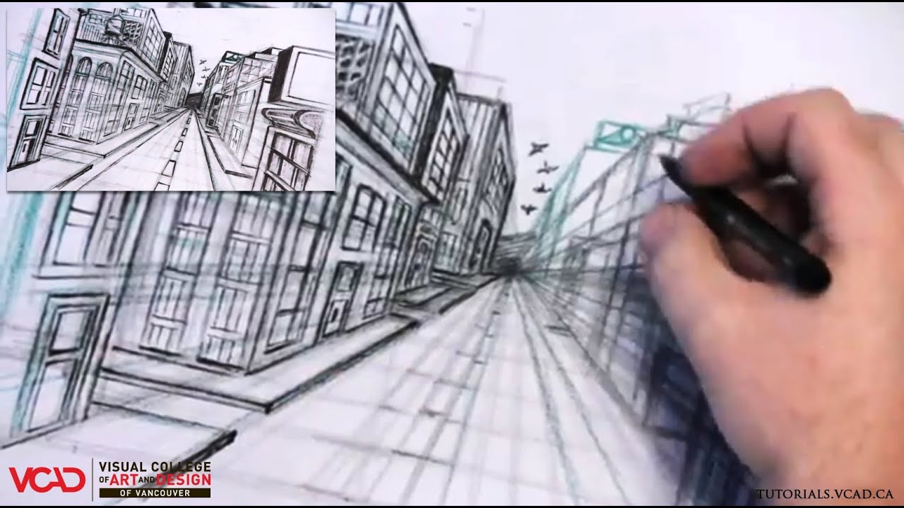 Learn How To Draw A City In One Point Perspective Part 4 Of 5 Youtube