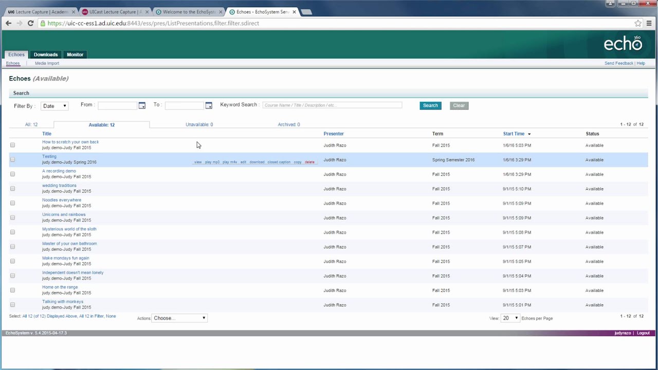 Copying Echo360 Recordings To New Courses Youtube