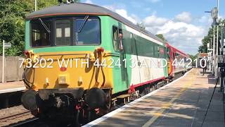 **RARE** 73202 with 442413 and 442410 passing Wivelsfield 1/8/17