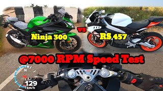 Kawasaki ninja 300 vs aprilia Rs 457 @7000 Rpm Speed Test @KawasakiMotorsEU