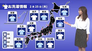 25日(木)今夜の洗濯天気予報