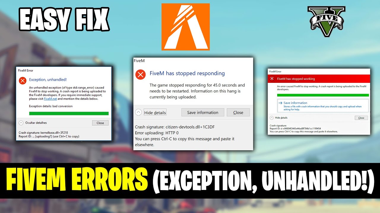 How To Fix FiveM Exception Unhandled | FiveM Has Stopped Responding ...