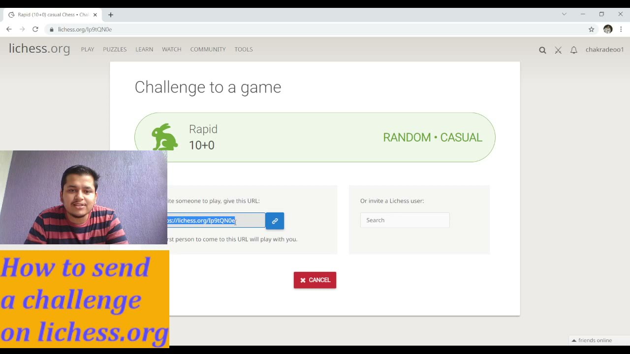 Lichess Tutorial Video How To Send A Challenge On Lichess Org Youtube