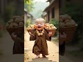 the little monk happily returned from harvesting walnuts cute baby youtubeshorts shorts ai