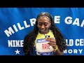 lisa raye reacts to high school 60m record at millrose games interview