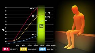 What happens in the sauna when Saunum indoor climate device is turned on? Sauna temperature is 80°C