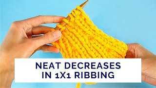 Neat Decrease in 1x1 Ribbing - Step-by-Step