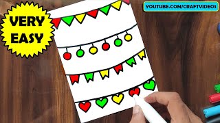 BUNTING BANNER DESIGN DRAWING FOR CHRISTMAS CARD