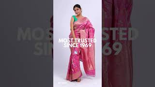 TAFFY PINK KADHWA JANGLA MEENAKARI KATAN SILK BANARASI HANDLOOM SAREE