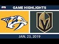 NHL Highlights | Predators vs. Golden Knights - Jan. 23, 2019