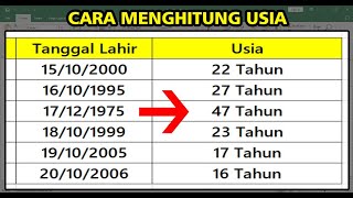 Cara Menghitung Usia di Excel