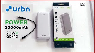 URBN 20000mAh  Power Bank with 20W Type C PD Super Fast Charging Unboxing | Hindi