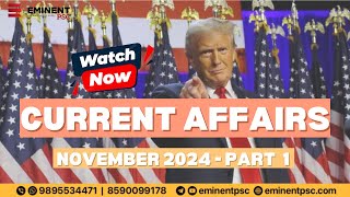 Kerala PSC Current Affairs | November 2024 Part 1 | Kerala PSC | Eminent PSC #psc