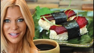 RAW VEGAN SUSHI  - easy simple recipe made without fish, by Cara Brotman