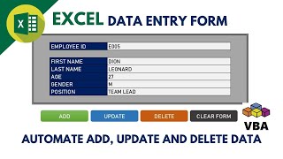 Excel Automated Form - Add Update and Delete Record Part 1