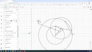 Construction of Link Through Two Positions Rocker Output - in GeoGebra & Graphical Manual Method