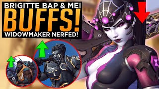 Overwatch: Brigitte Baptiste \u0026 Mei BUFFED! - Widowmaker NERFED!