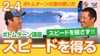 【プロ講師】ボトムターンでスピードを殺さずスピードを得る  ●2-4.ボトムターンの波の使い方