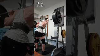 140 kg / 310 lbs Squat @66 kg / 145 lbs BW