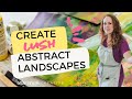 Create a Collage and Mixed Media Abstract Landscape Demo