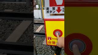 京都鉄道博物館の踏切の非常停止ボタンを押してみた。