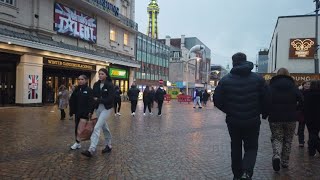 blackpool saturday late afternoon walkabout,  few ppl about., BGT  in town even got on the beach t