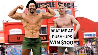 we challenged Body Builders at Muscle Beach