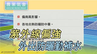 農業氣象 109/06/28 紫外線偏強，外出防曬勤補水。