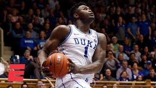 Zion Williamson misses huge dunk, records double-double in Duke win | College Ba