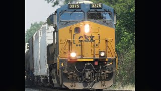 CSX M642-07 w/ CSX 3375 \u0026 CSX 797 + military flatcars in Rensselaer, Indiana