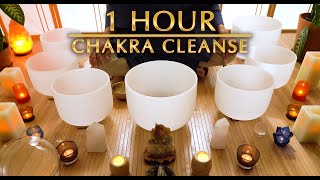 1 Hour Chakra Cleanse Sound Bath | Crystal Singing Bowls | Rebalance | Sleep | Unintentional ASMR