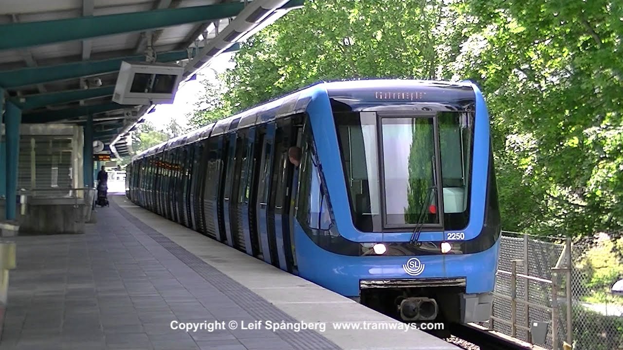 SL Tunnelbana / Metro At Björkhagen Station, Stockholm - YouTube