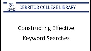 Constructing an Effective Keyword Search