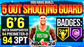 THE BEST 5 OUT SHOOTING GUARD BUILD IN NBA 2K24 PRO AM!