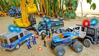 경찰차 중장비 자동차 장난감 트럭놀이 Police Car Toy with Excavator Truck