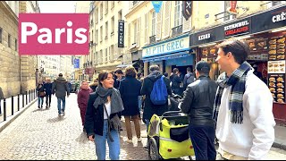 Paris France, Rue Mouffetard, Paris Seine - Paris HDR walking tour - 4K HDR 60 fps