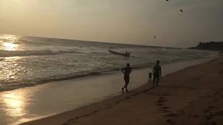 Entering Sea For Night Fishing. Arabian Sea Sunset. Fishermen Boat. South India. Kerala