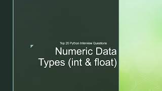 Top 20 Python Interview Questions on Numeric Data Types | int & float Explained
