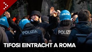 Tifosi Eintracht Francoforte a Roma, sostenitori romanisti sorpresi con pietre e fermati da polizia