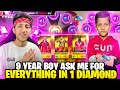 My 9 Year Brother Ask Me For Everything In 1 Diamond 💎 All Rare Emotes - Garena Free Fire