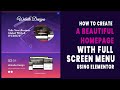 How to Create a Beautiful Landing/Home Page With a Full-Screen Navigation Menu Using Elementor Free