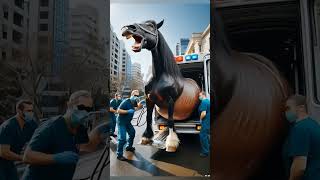 Horse Delivery Time Ambulance Hospital in Opration AI Video #viralvideo #shortvideo #horse