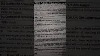 Army Public School Mathura Cantt vacancies