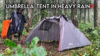 CAMPING IN HEAVY RAIN WITH ‘UMBRELLA’ TENT‼️OPEN A NEW SHELTER IN HEAVY RAIN‼️