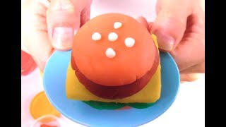 粘土の作り方　カラー粘土でハンバーガーを作りました。made a hamburger with color clay.