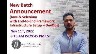 Selenium & Java Training – Regular Batch (11th Nov 2022 – 8:15 AM IST/ 9:45 PM EST)