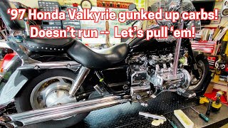 '97 Honda Valkyrie won't run, gunked up carbs - let's pull 'em! Part 1