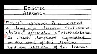 ECLECTIC Approach || english pedagogy||Reet level 1 and 2