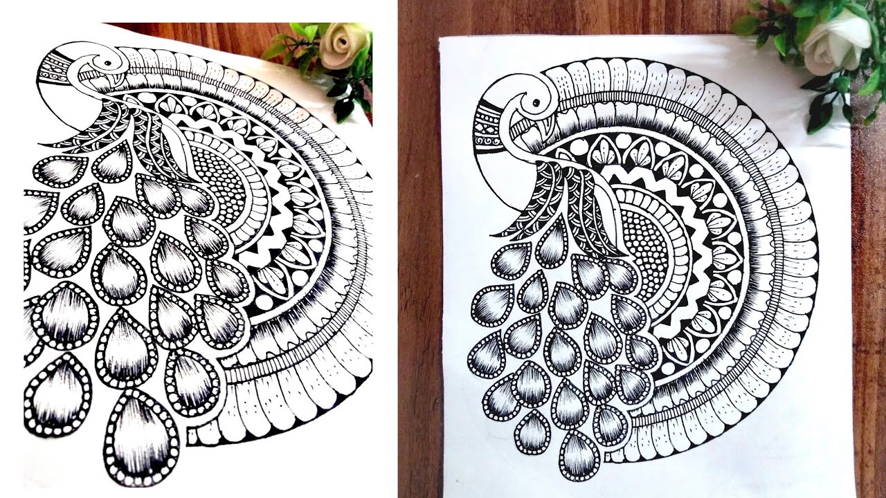 How To Draw Mandala Art For Beginners | Peacock Mandala Art | Peacock ...