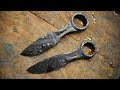 two neck knives made of an old wrench trollsky knifemaking